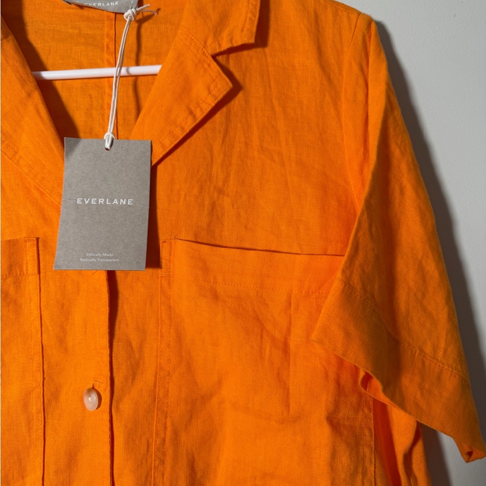 Everlane The Linen Workwear Shirt Dress Turmeric Orange - Picture 7 of 9